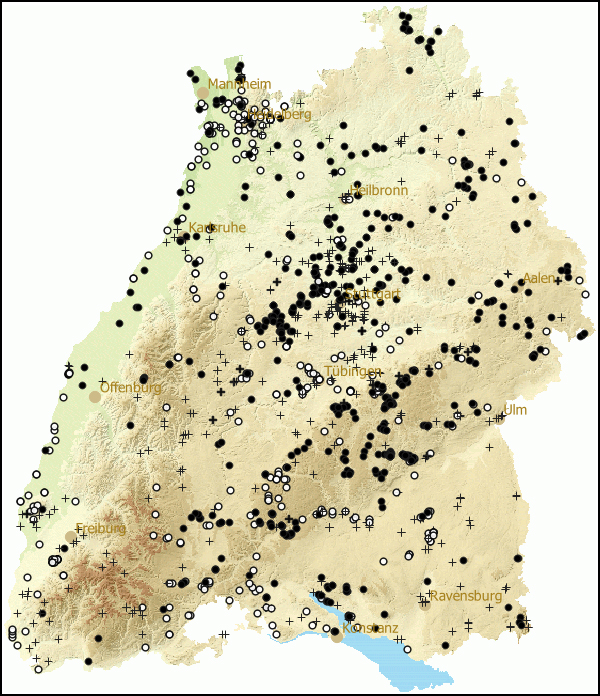 Verbreitung Cepaea hortensis in Baden-Wuerttemberg