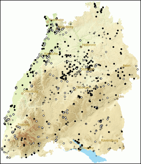 Verbreitung Cepaea nemoralis in Baden-Wuerttemberg