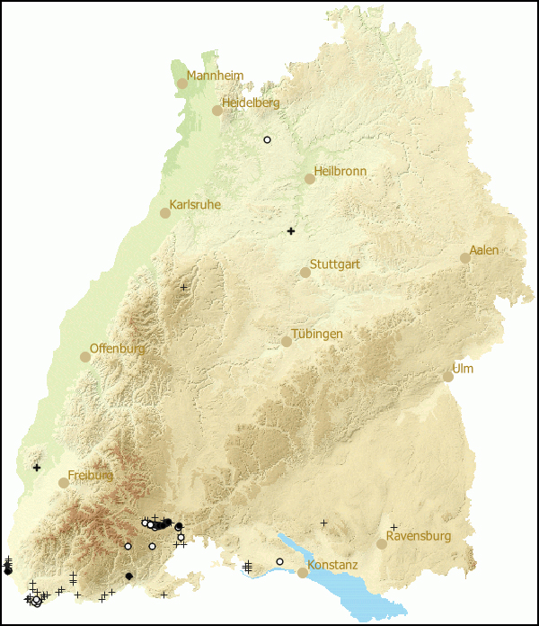 Verbreitung Cochlostoma septemspirale in Baden-Wuerttemberg