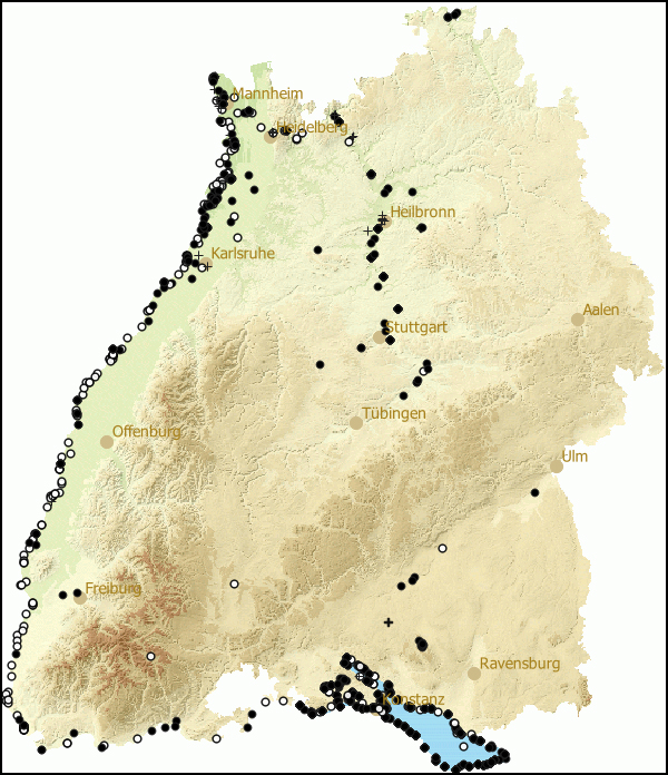 Verbreitung Dreissena polymorpha in Baden-Wuerttemberg