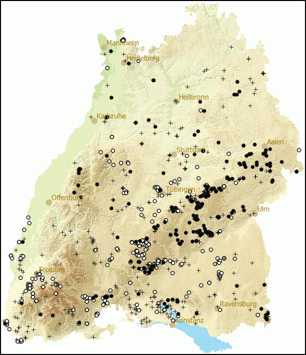 Verbreitung Macrogastra plicatula in Baden-Wuerttemberg