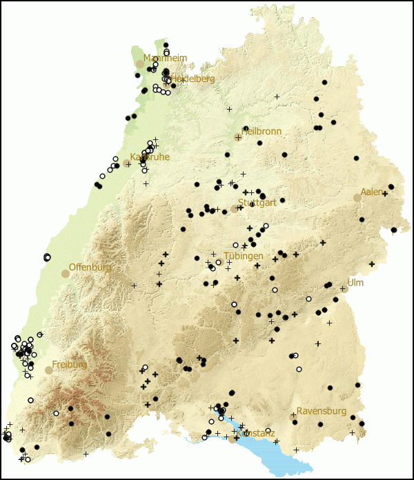 Verbreitung Oxyloma elegans in Baden-Wuerttemberg