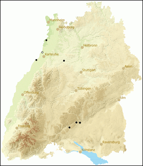 Verbreitung Oxyloma sarsii in Baden-Wuerttemberg