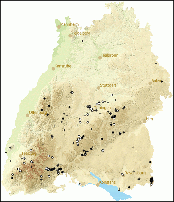 Verbreitung Petasina edentula in Baden-Wuerttemberg