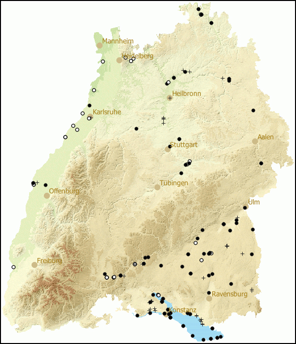 Verbreitung Pisidium henslowanum in Baden-Wuerttemberg