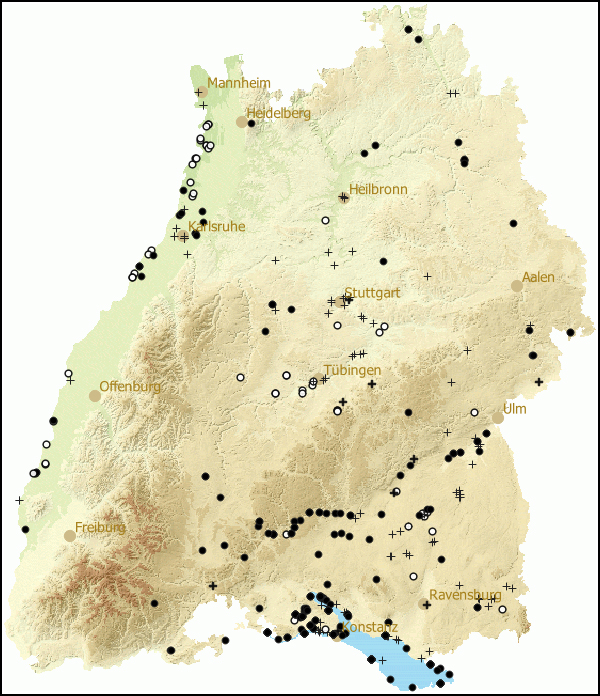 Verbreitung Planorbis carinatus in Baden-Wuerttemberg