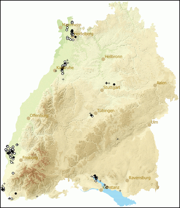 Verbreitung Pomatias elegans in Baden-Wuerttemberg