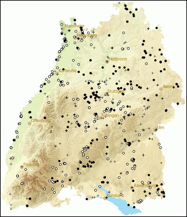 Verbreitung Succinea putris in Baden-Wuerttemberg