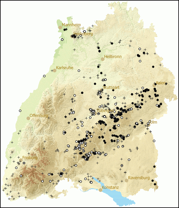 Verbreitung Trochulus striolatus in Baden-Wuerttemberg