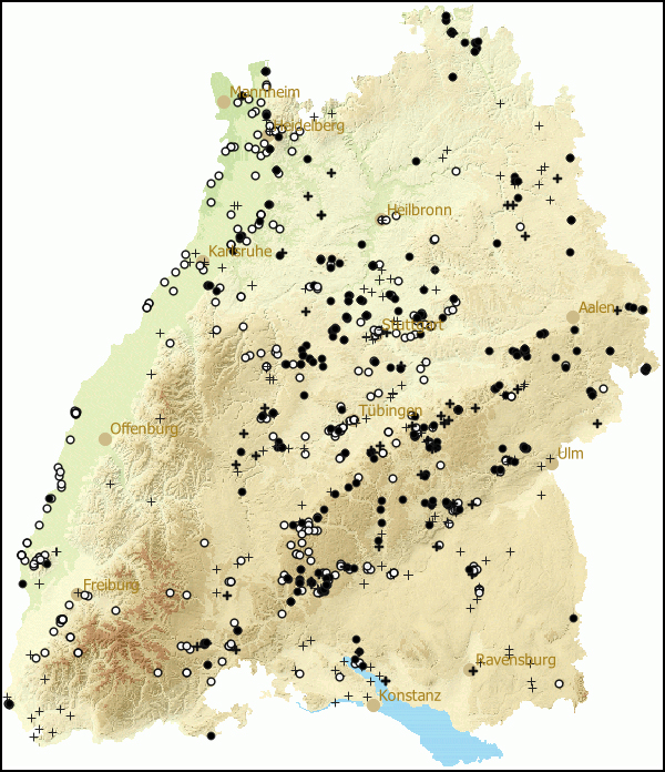 Verbreitung Vallonia costata in Baden-Wuerttemberg