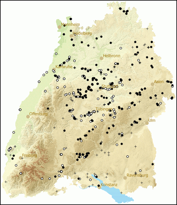 Verbreitung Vallonia excentrica in Baden-Wuerttemberg