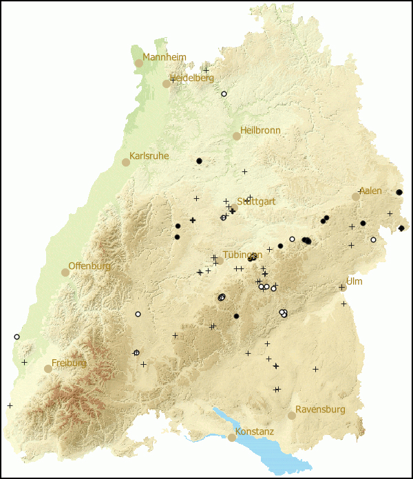 Verbreitung Xerocrassa geyeri in Baden-Wuerttemberg