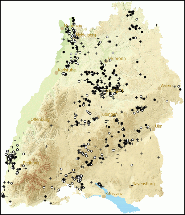 Verbreitung Zebrina detrita in Baden-Wuerttemberg